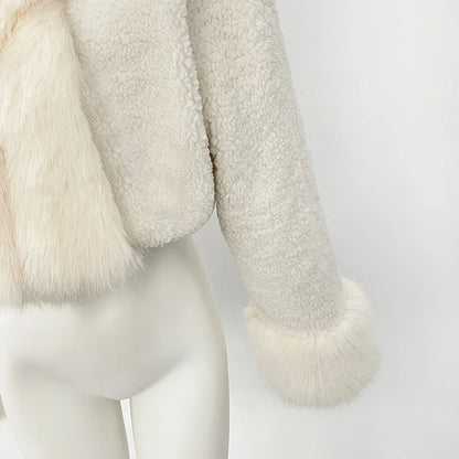 OFTBUY Lammwolle Weibliche Herbst Warme Dicke Faux Pelz Jacke Künstliche Winter Kleidung Frauen Mit Kapuze Kurze Pelzmantel Umweltfreundliche
