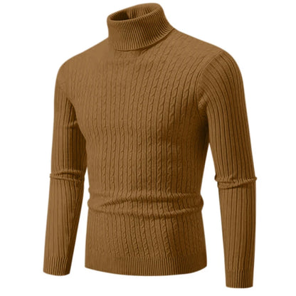 2025 New Men's High Neck Sweater Solid Color Pullover Knitted Warm Casual Turtleneck Sweatwear Woolen Mens Winter Outdoor Tops.