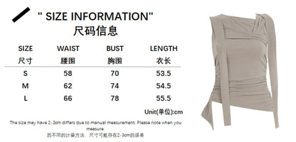 Gentle Style Asymmetric Knotted Straps with One Shoulder Solid Color Top Pleated Waist and Slim and Versatile Short Sleeves.