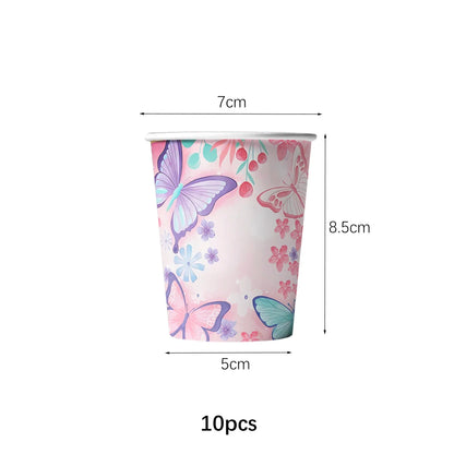 Schmetterling Mädchen Geburtstag Party Einweggeschirr Fee Rosa Pappteller Tassen Serviette Tischdecke Geburtstag Party Dekorationen.