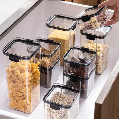 Dry Food Storage Box Food Containers Transparent Stackable Kitchen Spaghetti Noodles Sealed Tank Cans Organizers Bottles