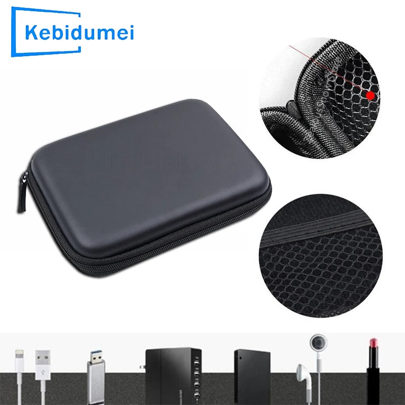 2.5 Inch HDD Box Bag Case Portable Hard Drive Bag for External Portable HDD hdd box case Cable storage Bag Protection Black/Blue.