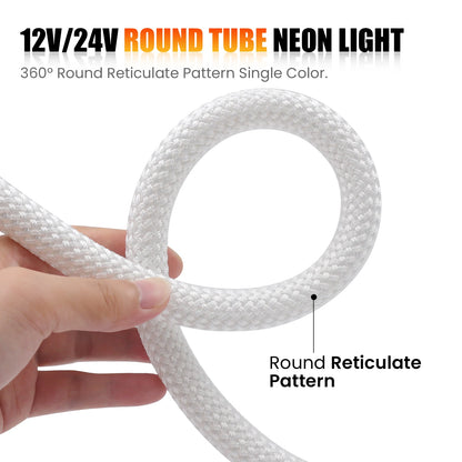 Dimmable LED Neon Tube 360 Degree Round Reticulate Flexible Silicone Tape 240LEDs Waterproof LED Strip Light 12V 24V.