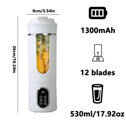 New 530ml Portable Juicer Wireless USB Charging Crushed Ice Electric Juicing 12 Blade 4 Gears 7.4V Mini Fresh Juice Blender.