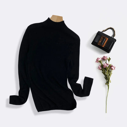 100% Ultra-fine Merino Wool Sweater Autumn and Winter Loose and Simple Semi-turtleneck Wool Bottoming Shirt Multi-color Sweater