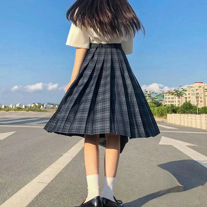 Pleated Skirts Women Japanese Preppy Style Plaid Faldas Kawaii Schoolgirls Chic Spring Autumn High Waist All-match Fashion Youth.