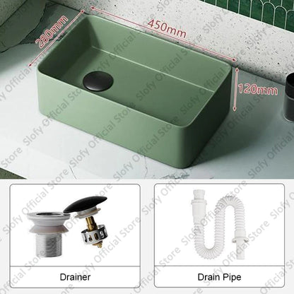 Grünes Haushalts-Hotel-Badezimmerwaschbecken, einfaches künstlerisches Keramik-Waschbecken über der Theke, Sockelwaschbecken, Balkon, Waschmaschine, Waschbecken