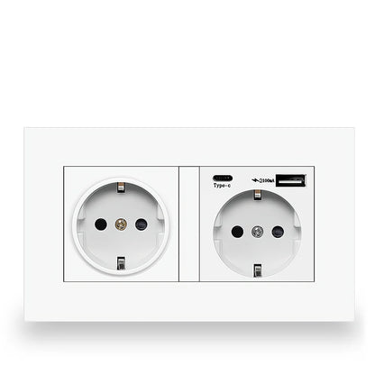 Eiomr eu standard steckdose, einfach und doppelt 220v 16a weiß schwarz pc panel eu steckdose, wand usb typ c stecker steckdose für zu hause.