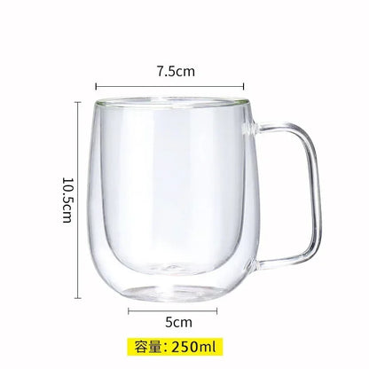 1-6PCS 80-450ML Heat Resistant Double Wall Tea Glass Cup Beer Coffee Handmade Creative Cold Beverage Transparent Drinkware Set