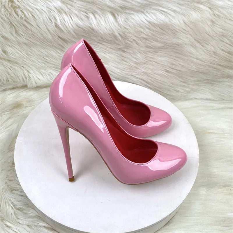 Brand Women Single Shoes 10CM 12CM Super High Heels Fashion Round Toe Stilettos Spring Autumn Female Daily Work Pumps Plus Size