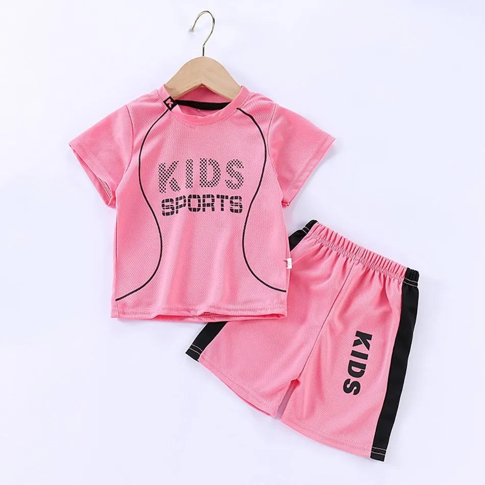Children Clothing Set Kids Short Sleeved Summer Outfit Quick Drying Football Set Boy Girl Sport Wear Soft Breathable 1-12 Years