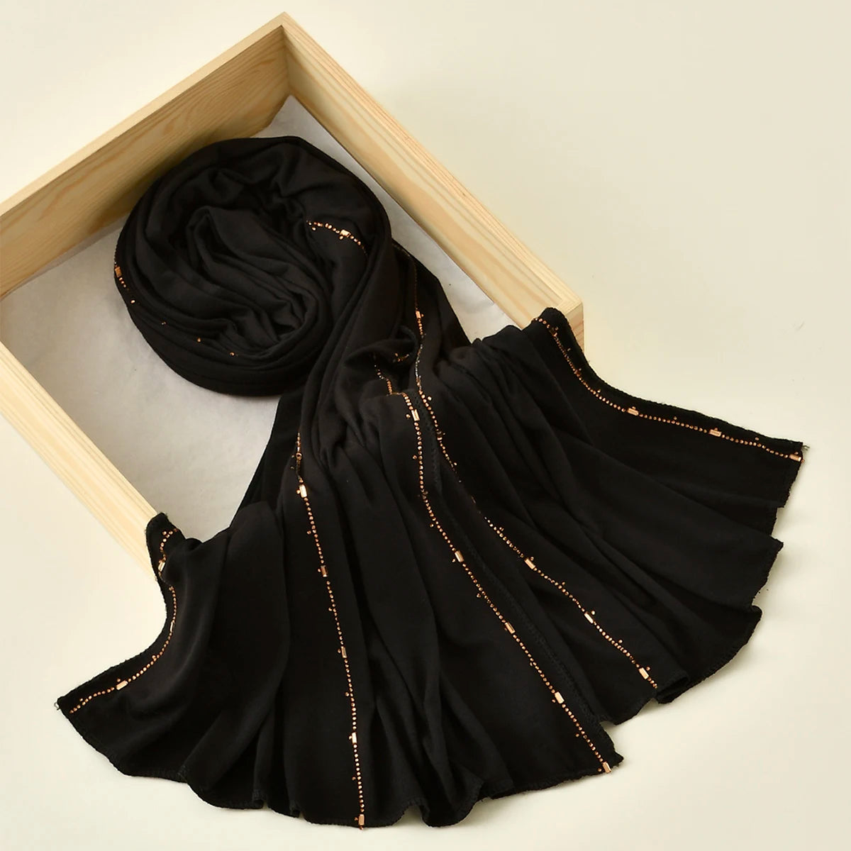 Rhinestone Modal Cotton Jersey Hijab Scarf For Women Stretch Shawl Plain Muslim Headband Fashion Solid Color Long Muffler.