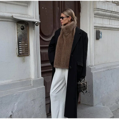 Schwarz Luxus Faux Pelzmantel Frauen Mode Oansatz Langarm Flauschigen Lose Jacke 2025, Winter Dame Verdicken Warme Straße Outwear