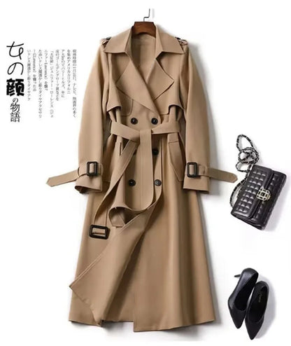 Herbst Winter Langarm Graben Mantel Für Frauen 2024 Mode Lose Büro Dame Lange Outer Jacke Mäntel Weibliche Kleidung