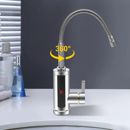 220V 3000W 360°Instant Electric LCD Faucet Fast Heating Tap Water Heater Hot/Cold Dual Use Stainless Steel For Kitchen Toilet