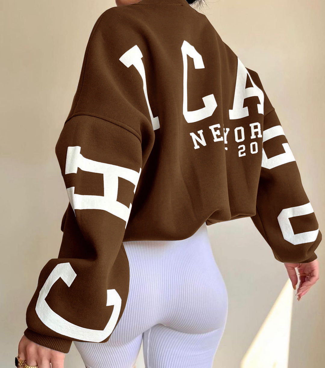 Combhasaki Damen Y2K Grunge Lose Pullover Sweatshirts Brief Drucken Lässige Verdickte Langarm Tops Herbst Hoodie Streetwear