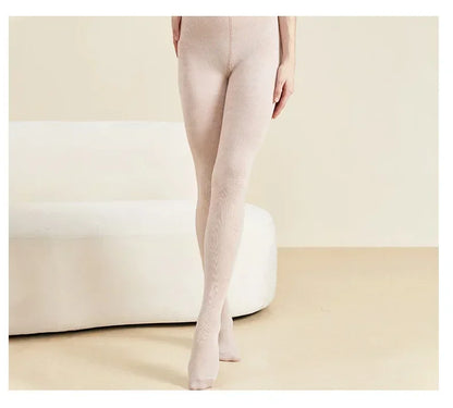 Women's Autumn and Winter Mulberry Silk Blend Tights Slim High Waist Skinny Anti-Hook Thick Warm Leggings Tights Stockings.