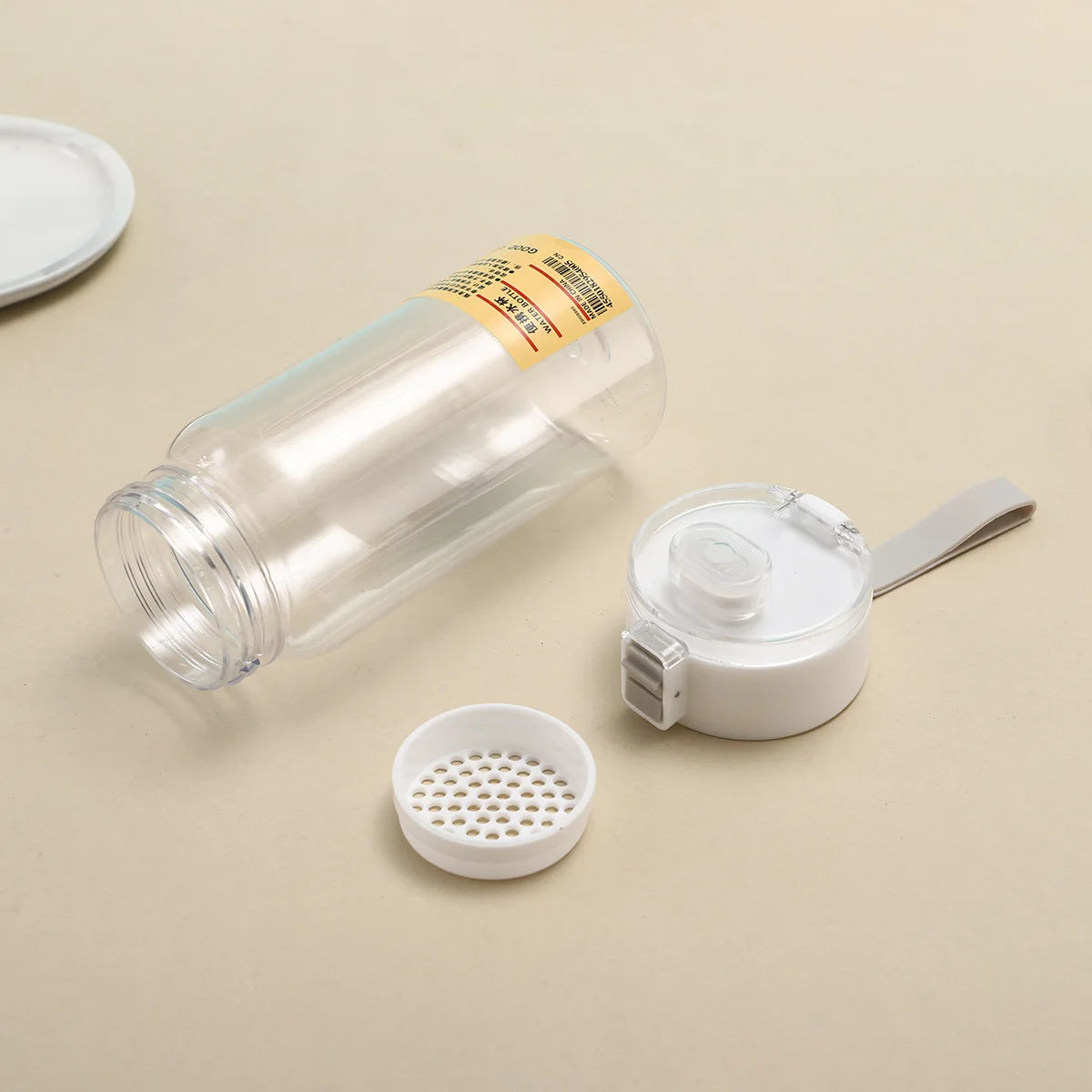 Kawaii Plastic Transparent Water Bottle Leakproof Simple Portable Outdoor Travel Office Water Bottle Juice Cup Beach Drinkware.