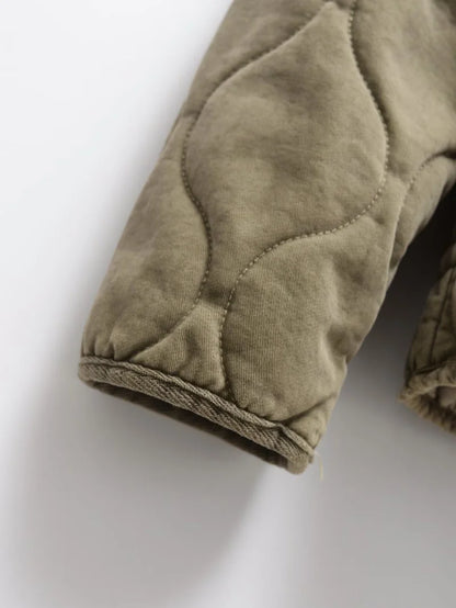 ZW Women's Cotton Jacket  2025 New Arrival Vintage Lenzing Rayon High Collar Large Pocket Decorative Quilted Coat for Women