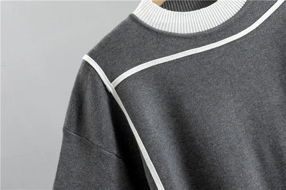 2024 herbst Runway 2 Stück Set Gestrickte Langarm Pullover Pullover Casual Patchwork Mode Frauen Tops und Hosen Anzüge Frühling