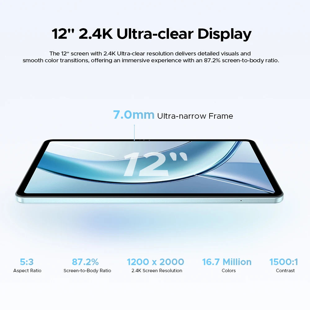 DOOGEE V Pad 2 In 1 5G Tablet 12" Screen Dimensity 7050 Android 15 32GB RAM (8+24) 256GB ROM8800mAh Battery Ultra-thin Smart Pad.