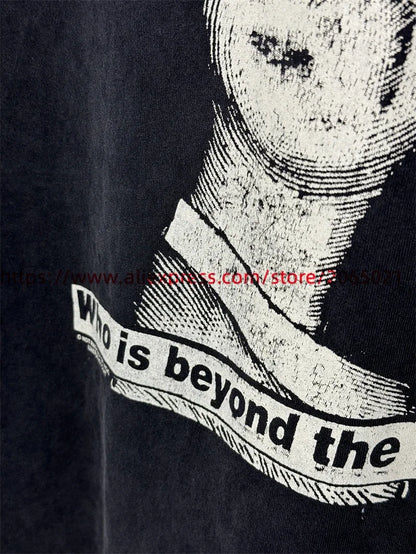 SAINT Vintage NIN Nine-inch Nail T-Shirts Best Quality Vintage Washed T Shirt Tee Tops