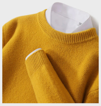 Autumn Winter Men Cashmere Sweater O-neck Soft Warm Pullovers Male Loose Knitted Shirt Korean men's winter blouse.