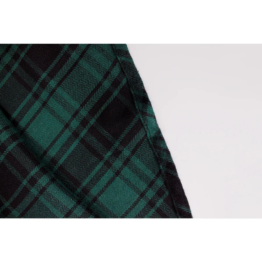 SISHION 2025 Autumn New A Line Swing Buttons Long Midi Vintage Skirt SS0037 Red Green High Waist Plaid Skirts for Women Jupe.