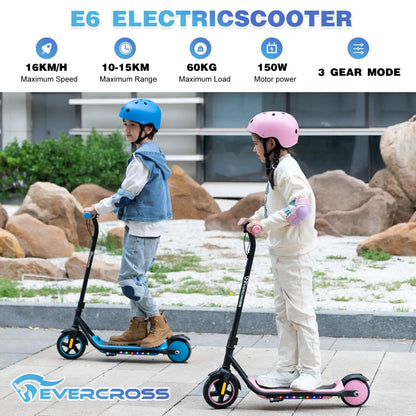 EVERCROSS TECH E6 Electric Scooter for Kids, 7" Lightweight E-Scooter for Ages 6-12, Electric Scooter with a Range of up to 15 k.