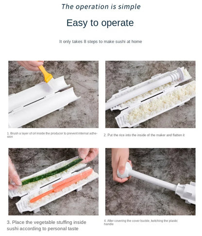DIY Cylinder Sushi Making Machine Quick Sushi Bazooka Japanese Rolled Rice Meat Mold Rice Ball Mold  Kitchen Bento Accessories.