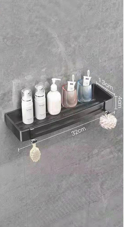 Badezimmer Regal Organizer Dusche Lagerregal Schwarz Eckregale Wandmontage Aluminium Toilette Shampoo Halter Kein Bohrer