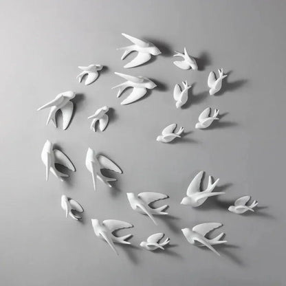 Ceramic Swallows Sparrow 3D Simple Ceramic Birds Murals Wall Hanging Decorations Crafts Home Ornaments Home Wall Sculptures RE.
