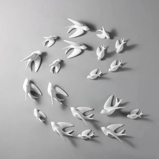 Ceramic Swallows Sparrow 3D Simple Ceramic Birds Murals Wall Hanging Decorations Crafts Home Ornaments Home Wall Sculptures RE.