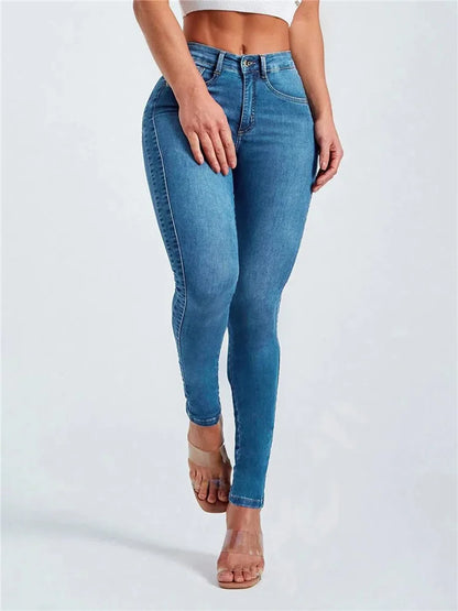 Women High Waist Stretch Skinny Hips Wrap Jeans Lady Slim Fit Classic Narrow Leg Denim Pencil Pants Y2k High Street Trousers.