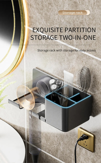 Haartrockner-Halter, Wandmontage, Wandtrockner-Wiege, weiß, schwarz, grau, Haartrockner, Föhn-Organizer für Badezimmer, Badezimmer, Regale