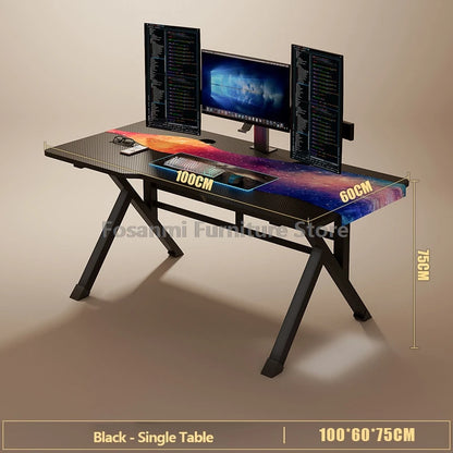 Ergonomischer Gaming-Schreibtisch aus Premium-Kohlefaser, stabile K-Typ-Stahlfüße, Heim-Zimmer-Schreibtisch, Gamer-Tisch, hochwertiger, stabiler Bürotisch