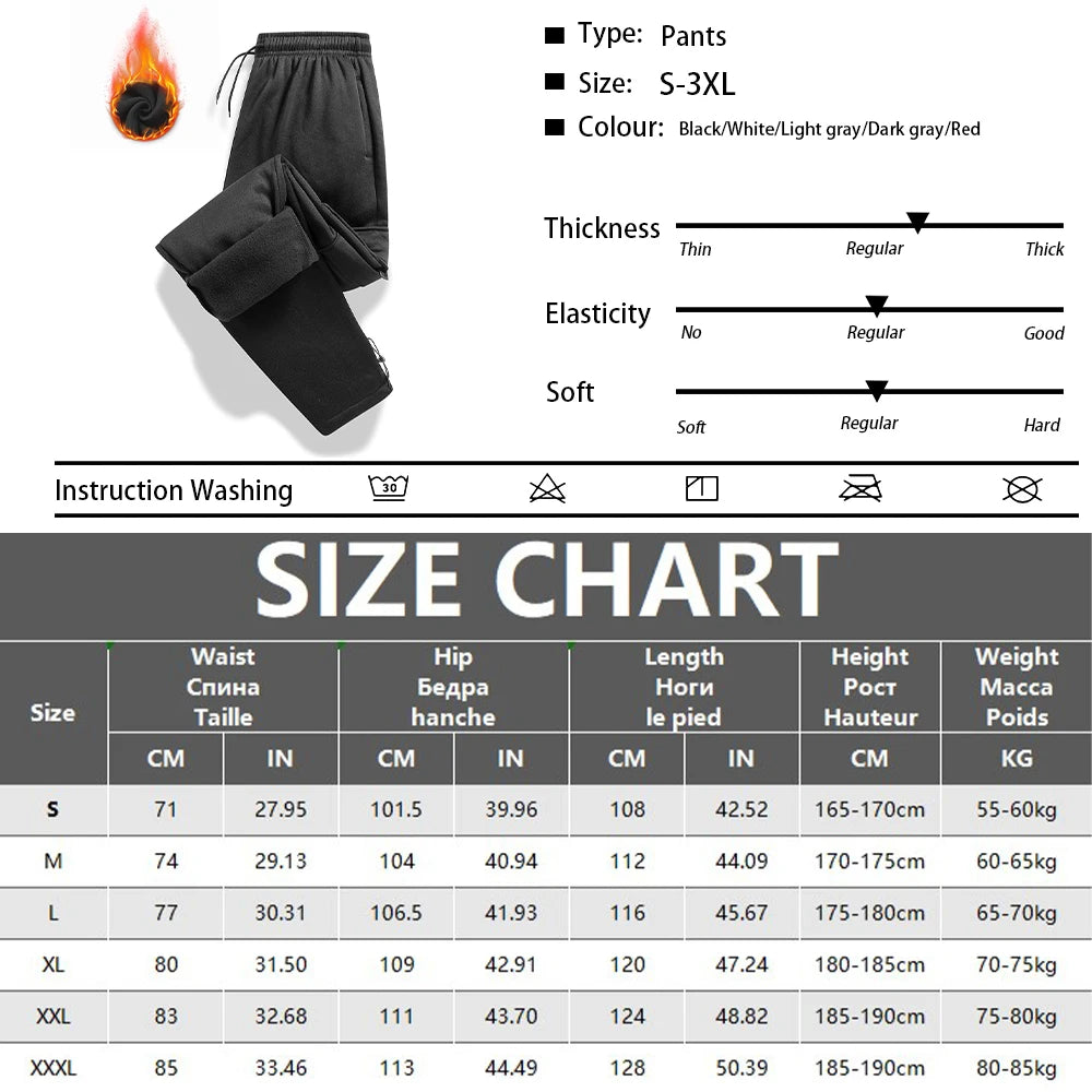 Men's Fleece Lined Casual Sports Long Pants Workwear Drawstring Jogging Pants Casual Multi Pockets Baggy Pants Men's Sweatpant.