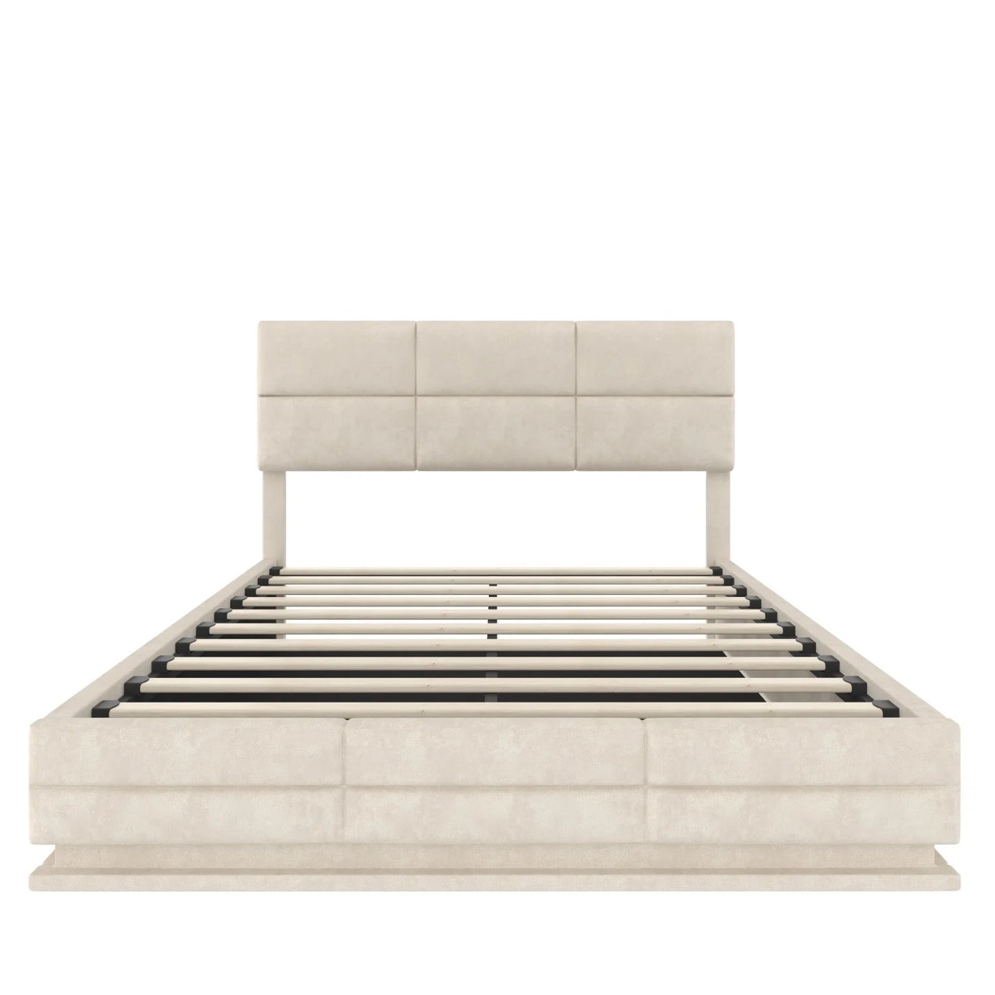 160 x 200 cm großes Bett, modernes, höhenverstellbares Kopfteilbett mit großem Stauraum und LED-Umgebungsbeleuchtung, USB/Typ-C-Verbindungen