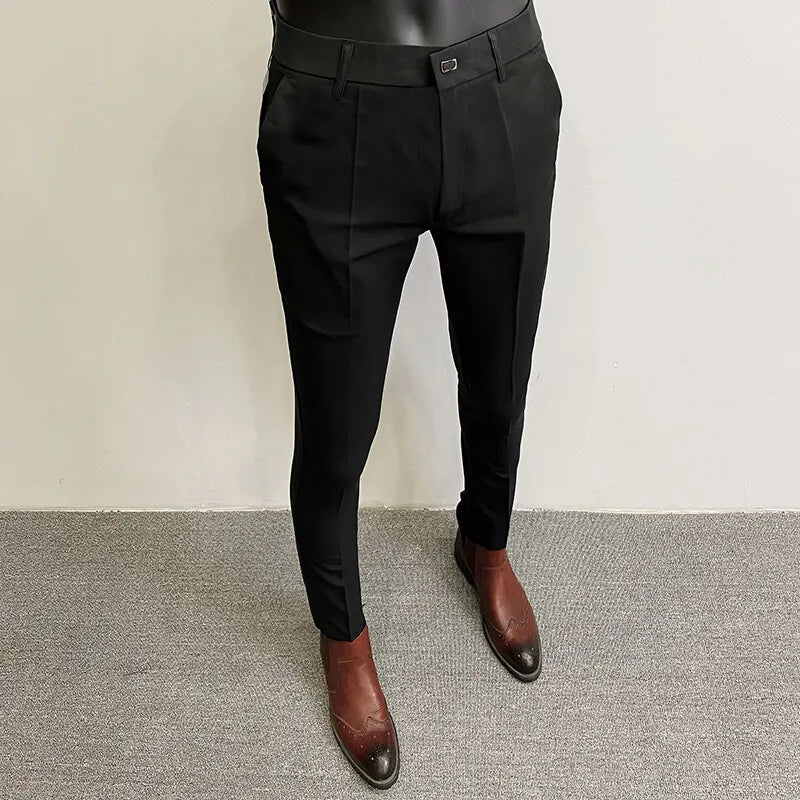 Men Suit Pants Formal Trousers Pantalone Hombre Stretch Slim Solid Color Casual Dress Full Length Pants Fashion New Men Clothing.