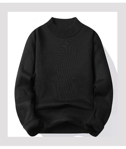 Men's Pullover Soft Sweater Winter Velvet Shirts Brand Clothing Knitted Fleece Warm Cold Blouse Slim Fit Bottom Shirts.