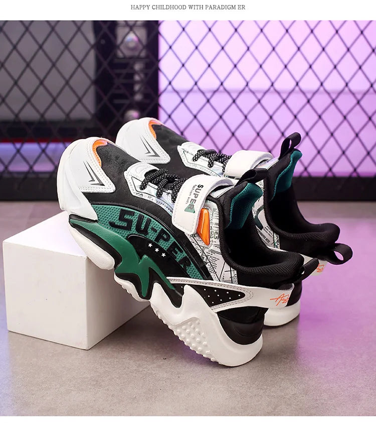 Sport Kids Leather Sneakers Four Season Boys Casual Shoes Non Slip Children Fashion School Walking Running Shoes Size 28-39.