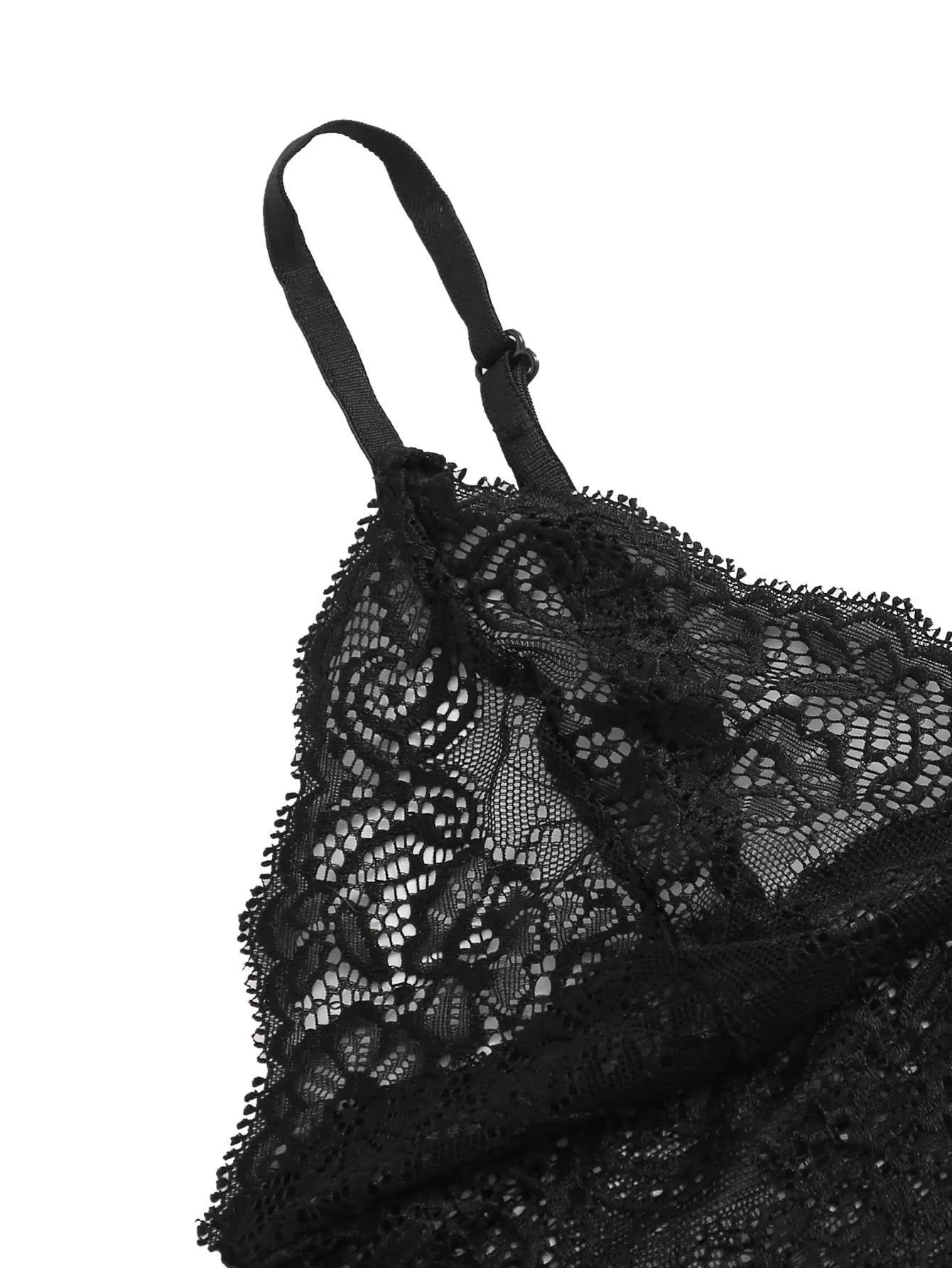 2-teiliges sexy Spitzen-Pyjama-Set für Damen, durchsichtiges Bralette, Cami-Top und Shorts, atmungsaktive Nachtwäsche, Sommer-Dessous in Übergröße.