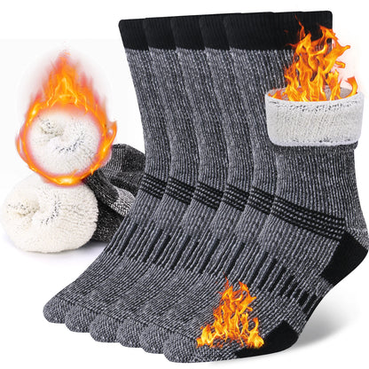 3 Pairs Men Women Merino Wool Crew Socks Thickened Thermal and Warm Socks for Winter Work Outdoor Hiking Running Sports Large.