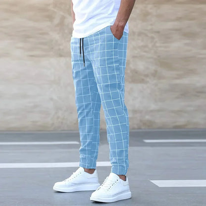 2025 neue Frühling Herbst Casual Hosen männer Plaid Kordelzug Lose Hosen Trend Streetwear Jogginghose Männlichen Business Sport Hosen.