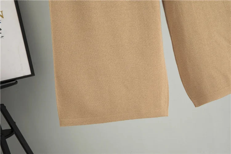 Muslim Knit Suit Women Two Piece Sets Pullover zipper high collar Sweater Knitted Wide Leg Pants Outfits Knitwear 2025 autumn.