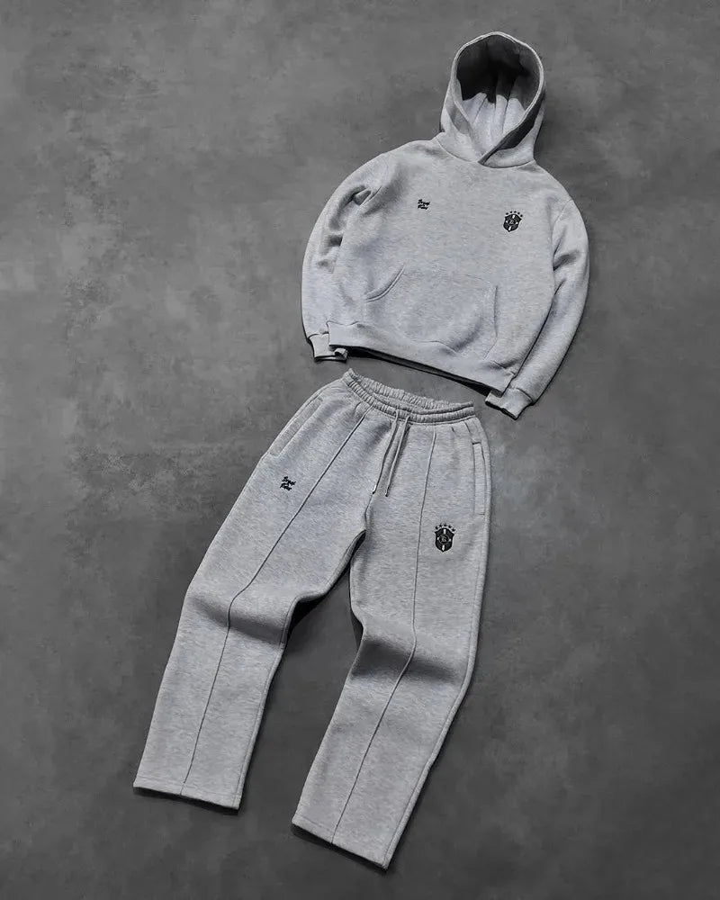 Brazil Hoodies Grey And Jogger 2pcs Set Men Y2k Harajuku Streetwear Hoodie Sportswear Gothic Street Oversized Sweatshirt Pants.