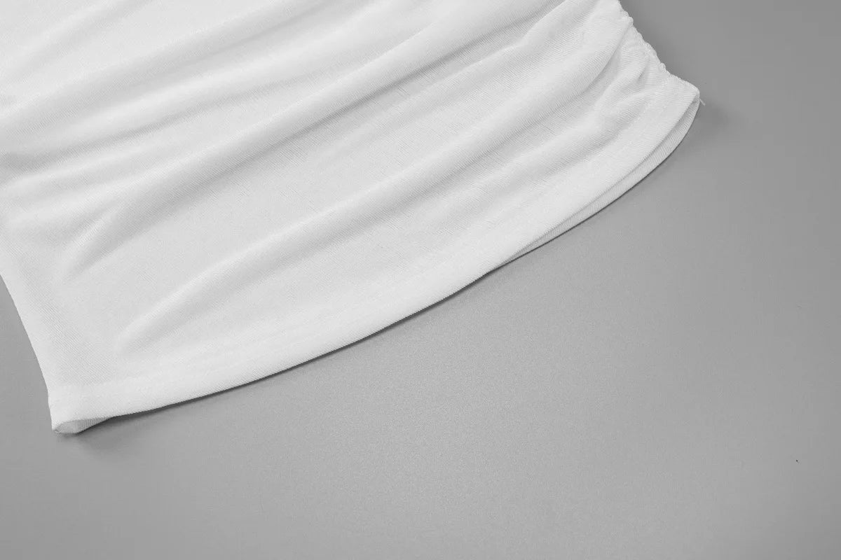 Talenza Sexy One Shoulder Tops Womens Summer Fashion Hot Girls Backless Pleated Slim T-Shirt Casual Office Lady Party Tops Women.