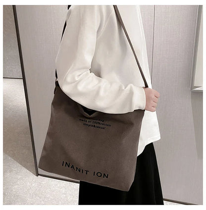 Japanese Canvas Men's and Women's Simple Cross-body Bag Wash Canvas Thick Handbag Large Capacity Arts Students Package Satchel