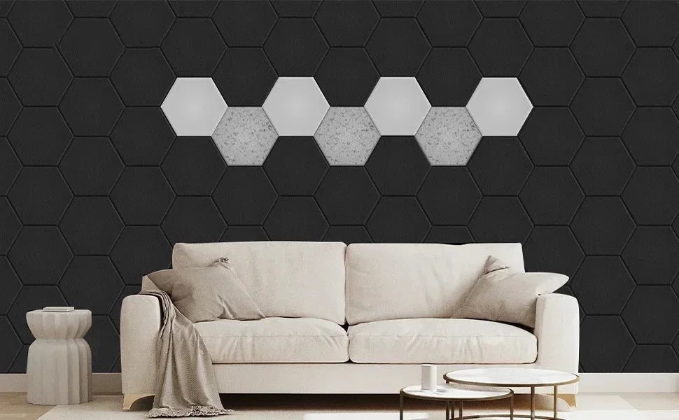 36/24/12pcs Hexagonal Self-adhesive Acoustic Panels Sound Proof Foam Panels Y-Lined Design To Absorb Noise Eliminate Echoes