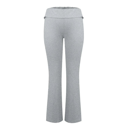 Damenmode, einfarbig, schmale Passform, schmale Reverse-Taille, niedrige Taille, elastische Taille, Schlaghose, Hose für Damen, Damenhose 2024